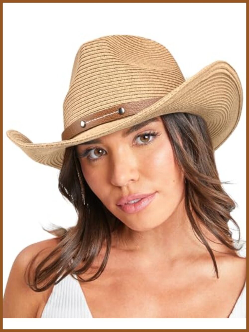 FURTALK Cowboy Sun Hat Western Cowgirl Beach Hat Wind Lanyard Adjustable